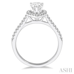 1/3 Ctw Pear Shape Semi-Mount Diamond Engagement Ring in 14K White Gold