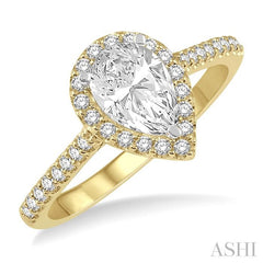 1/4 Ctw Pear Shape Semi-Mount Diamond Engagement Ring in 14K Yellow and white gold