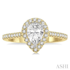 1/4 Ctw Pear Shape Semi-Mount Diamond Engagement Ring in 14K Yellow and white gold