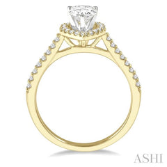 1/4 Ctw Pear Shape Semi-Mount Diamond Engagement Ring in 14K Yellow and white gold