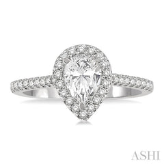 1/6 Ctw Pear Shape Semi-Mount Diamond Engagement Ring in 14K White Gold