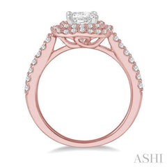 1/4 Ctw Square Shape Semi-Mount Round Cut Diamond Engagement Ring in 14K Rose and White Gold