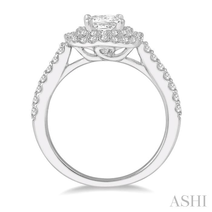 1/4 Ctw Square Shape Semi-Mount Round Cut Diamond Engagement Ring in 14K White Gold