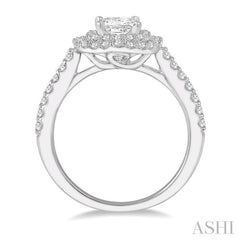 1/4 Ctw Square Shape Semi-Mount Round Cut Diamond Engagement Ring in 14K White Gold