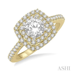 1/4 Ctw Round Cut Semi-Mount Diamond Engagement Ring in 14K Yellow and White Gold