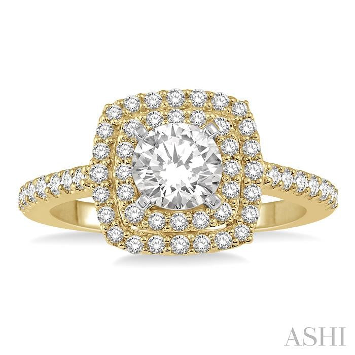 1/4 Ctw Round Cut Semi-Mount Diamond Engagement Ring in 14K Yellow and White Gold