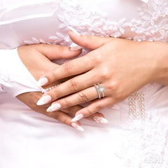 1/2 Ctw Diamond Wedding Set With 3/8 Ctw Emerald Cut Center Engagement Ring and 1/10 Ctw Wedding Band in 14K Rose and White Gold
