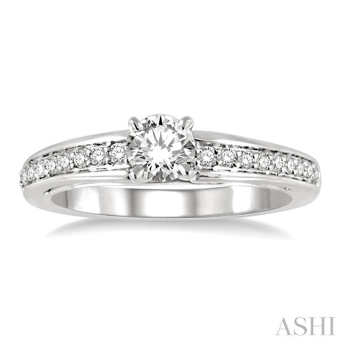 1/5 Ctw Round Cut Diamond Semi-Mount Engagement Ring in 14K White Gold