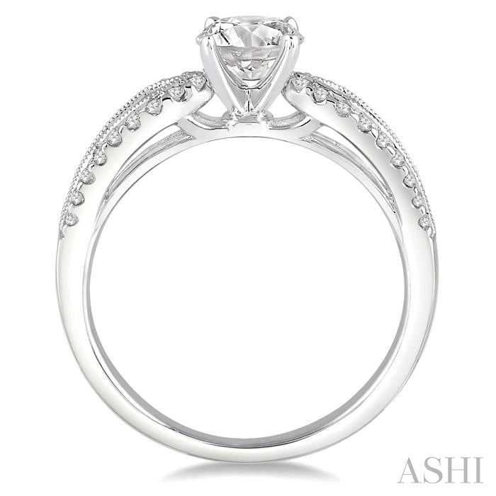 3/8 Ctw Diamond Engagement Ring with 1/5 Ct Round Cut Center Stone in 14K White Gold