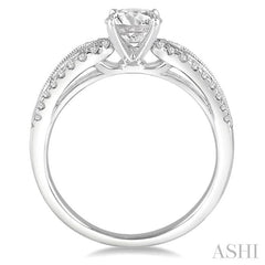 3/8 Ctw Diamond Engagement Ring with 1/5 Ct Round Cut Center Stone in 14K White Gold