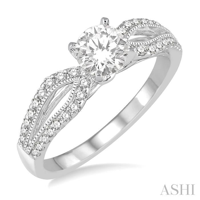 1/5 Ctw Round Diamond Semi-Mount Engagement Ring in 14K White Gold