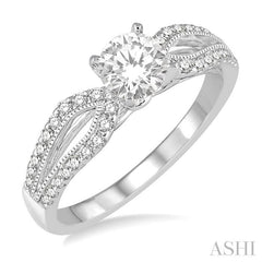 1/5 Ctw Round Diamond Semi-Mount Engagement Ring in 14K White Gold