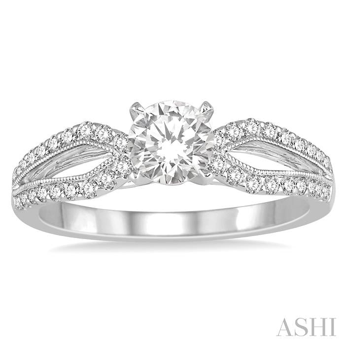 1/5 Ctw Round Diamond Semi-Mount Engagement Ring in 14K White Gold