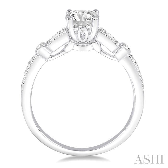 5/8 Ctw Diamond Engagement Ring with 3/8 Ct Round Cut Center Stone in 14K White Gold