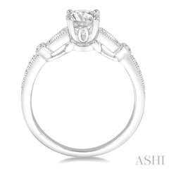 5/8 Ctw Diamond Engagement Ring with 3/8 Ct Round Cut Center Stone in 14K White Gold