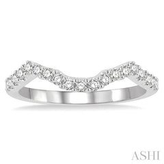 1/4 Ctw Wing Shape Center Round Cut Diamond Wedding Band in 14K White Gold