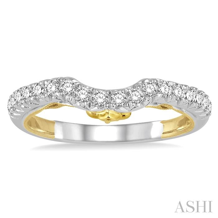 3/8 Ctw Round Diamond Wedding Band in 14K White and Yellow Gold