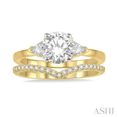 1/2 Ctw Diamond Wedding Set With 3/8 Ctw Round & Triangular Cut Engagement Ring and 1/10 Ctw Wedding Band in 14K Yellow and White Gold