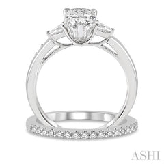 5/8 Ctw Diamond Wedding Set With 1/2 Ctw Pear Cut Engagement Ring and 1/10 Ctw Round Cut Diamond Wedding Band in 14K White Gold