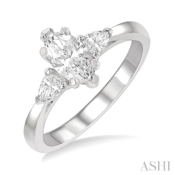 1/4 Ctw Marquise Shape Pear Cut Diamond Semi-Mount Engagement Ring in 14K White Gold