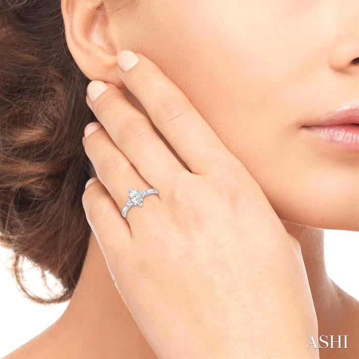 1/4 Ctw Marquise Shape Pear Cut Diamond Semi-Mount Engagement Ring in 14K White Gold
