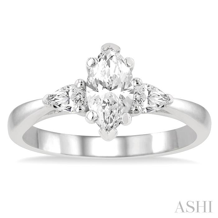 1/4 Ctw Marquise Shape Pear Cut Diamond Semi-Mount Engagement Ring in 14K White Gold
