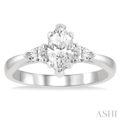 1/4 Ctw Marquise Shape Pear Cut Diamond Semi-Mount Engagement Ring in 14K White Gold