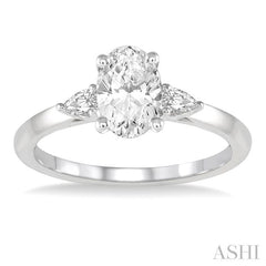 1/4 Ctw Oval Shape Pear Cut Diamond Semi-Mount Engagement Ring in 14K White Gold