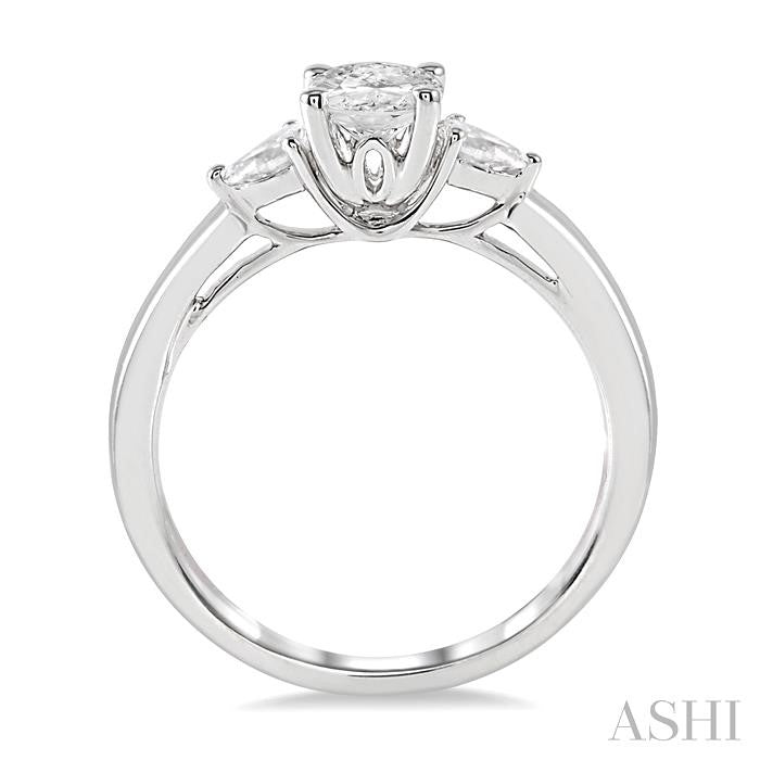 1/4 Ctw Oval Shape Pear Cut Diamond Semi-Mount Engagement Ring in 14K White Gold