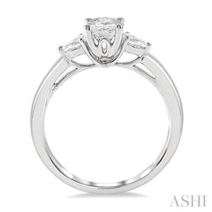 1/4 Ctw Oval Shape Pear Cut Diamond Semi-Mount Engagement Ring in 14K White Gold