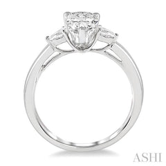 1/4 Ctw Pear Shape Center Pear Cut Diamond Semi-Mount Engagement Ring in 14K White Gold