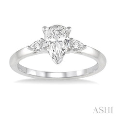 1/5 Ctw Pear Cut Diamond Semi-Mount Engagement Ring in 14K White Gold
