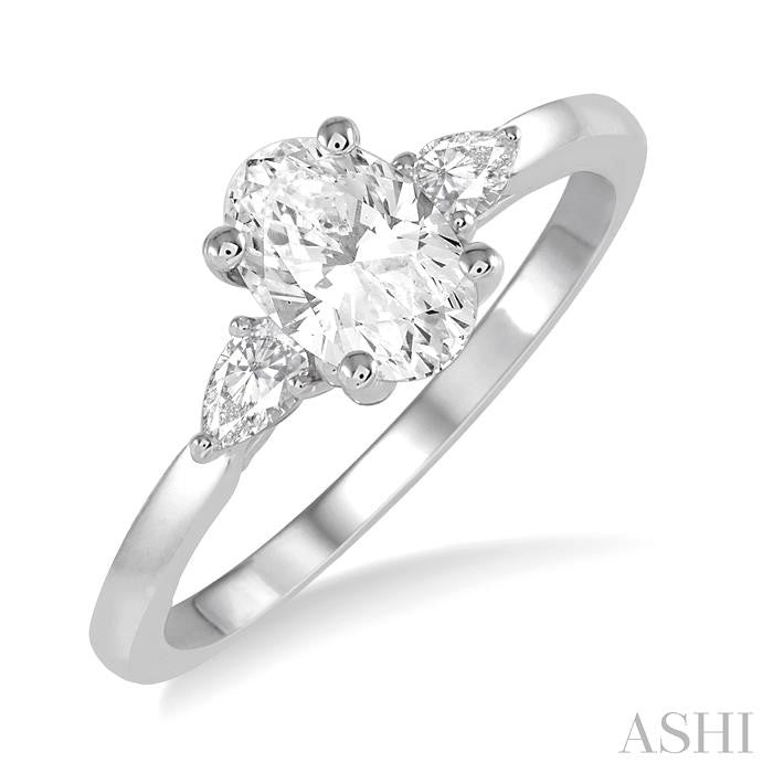 1/5 Ctw Pear Cut Diamond Semi-Mount Engagement Ring in 14K White Gold