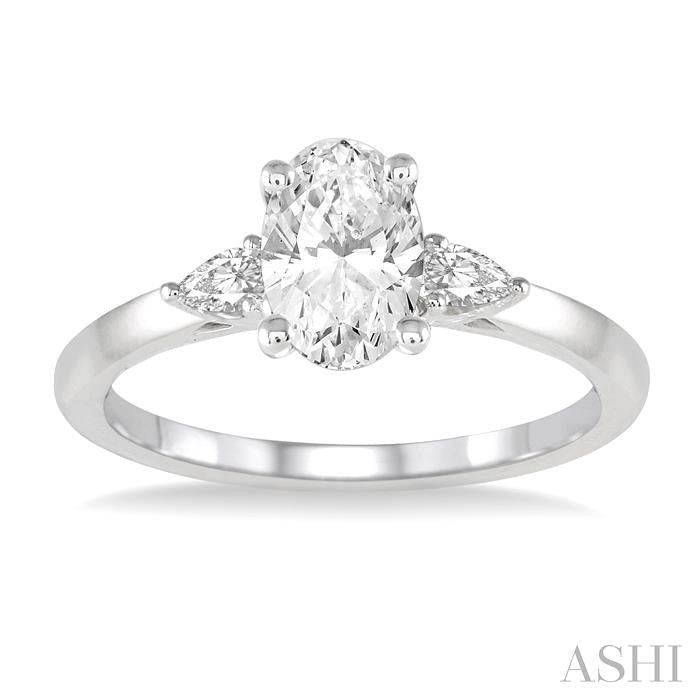 1/5 Ctw Pear Cut Diamond Semi-Mount Engagement Ring in 14K White Gold