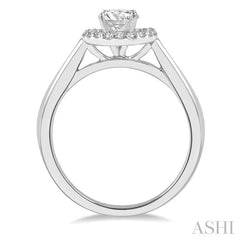 1/3 Ctw Diamond Halo Engagement Ring With 1/4 Ct Round Cut Center Stone in 14K White Gold