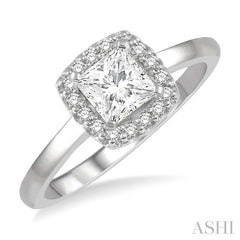 1/10 Ctw Halo Round Cut Diamond Semi-Mount Engagement Ring in 14K White Gold