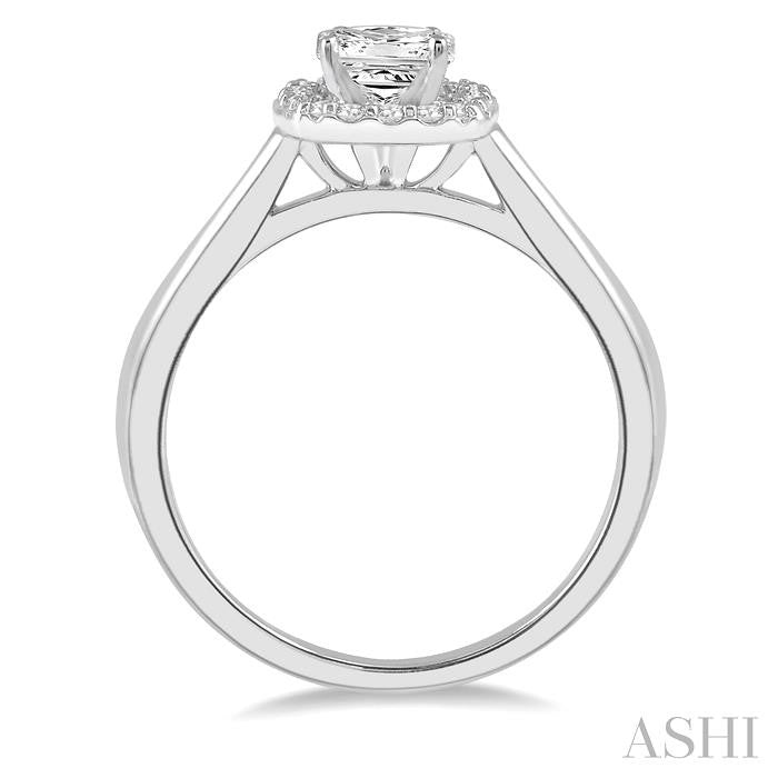 1/10 Ctw Halo Round Cut Diamond Semi-Mount Engagement Ring in 14K White Gold