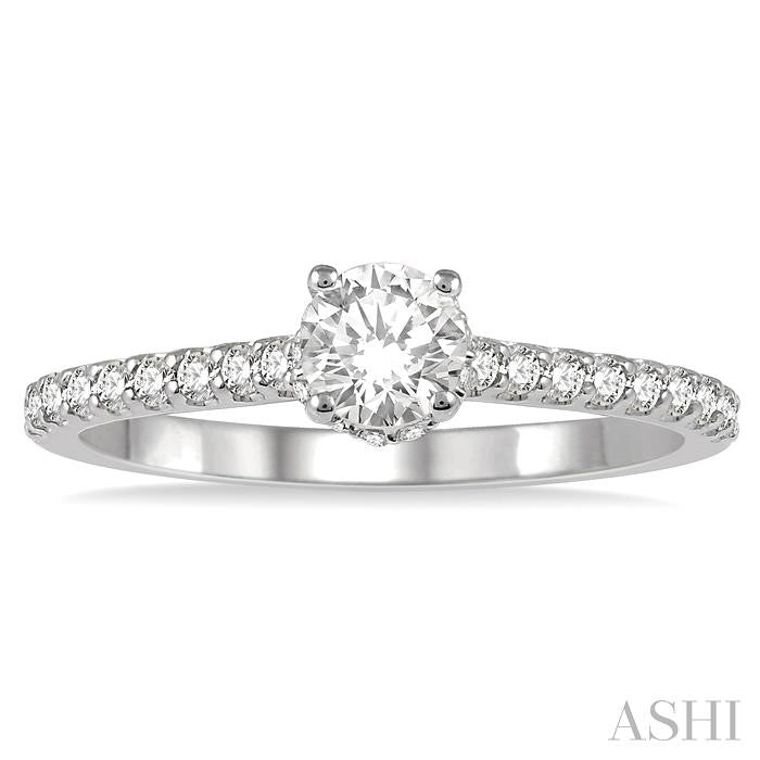1/5 Ctw Round Cut Diamond Semi-Mount Engagement Ring in 14K White Gold
