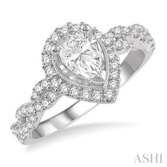 3/4 Ctw Intertwined Shank Round Cut Diamond Semi-Mount Engagement Ring in 14K White Gold