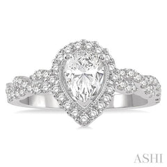 3/4 Ctw Intertwined Shank Round Cut Diamond Semi-Mount Engagement Ring in 14K White Gold