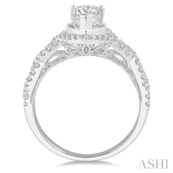3/4 Ctw Intertwined Shank Round Cut Diamond Semi-Mount Engagement Ring in 14K White Gold