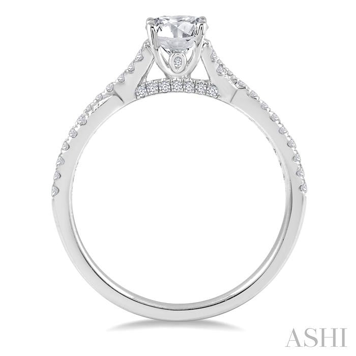 1/3 Ctw Split Criss Cross Round Cut Diamond Semi-Mount Engagement Ring in 14K White Gold