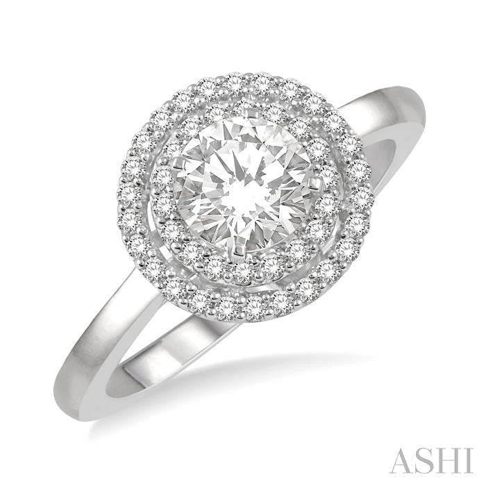 1/3 Ctw Round Cut Diamond Semi-Mount Engagement Ring in 14K White Gold