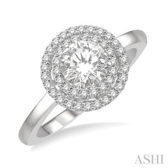 1/3 Ctw Round Cut Diamond Semi-Mount Engagement Ring in 14K White Gold