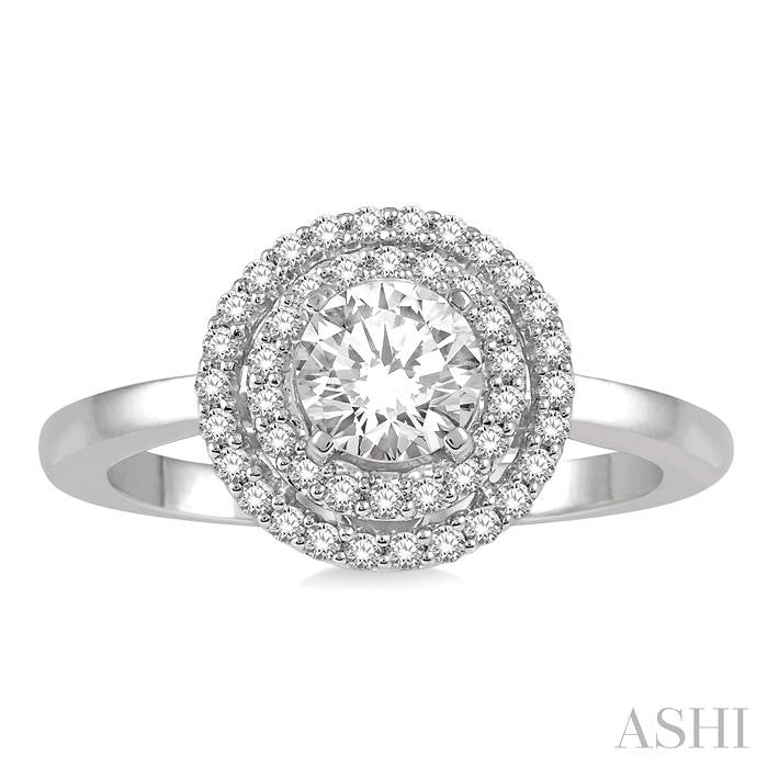 1/3 Ctw Round Cut Diamond Semi-Mount Engagement Ring in 14K White Gold