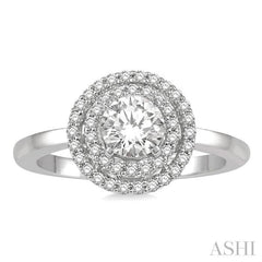 1/3 Ctw Round Cut Diamond Semi-Mount Engagement Ring in 14K White Gold