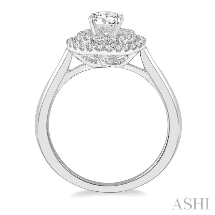 1/3 Ctw Round Cut Diamond Semi-Mount Engagement Ring in 14K White Gold