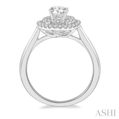1/3 Ctw Round Cut Diamond Semi-Mount Engagement Ring in 14K White Gold