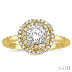 1/3 Ctw Round Cut Diamond Semi-Mount Engagement Ring in 14K Yellow and White Gold