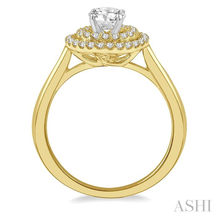 1/3 Ctw Round Cut Diamond Semi-Mount Engagement Ring in 14K Yellow and White Gold
